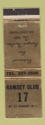 Matchbook Cover - Ramsey Club Ramsey NJ
