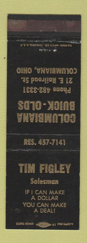 Matchbook Cover - Columbiana Buick Oldsmobile Columbiana OH