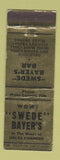 Matchbook Cover - Swede Bayer's Bar Hales Corners WI WEAR