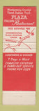Matchbook Cover - Plaza Italian Restaurant Rockville MD