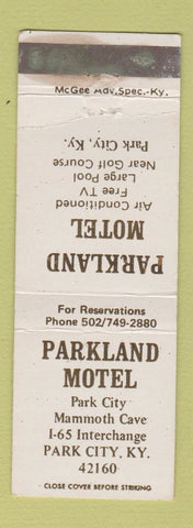 Matchbook Cover - Parkland Motel Park City KY WEAR