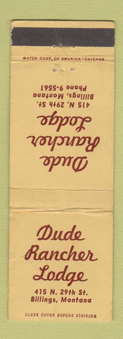Matchbook Cover - Dude Rancher Lodge Billings MT WORN