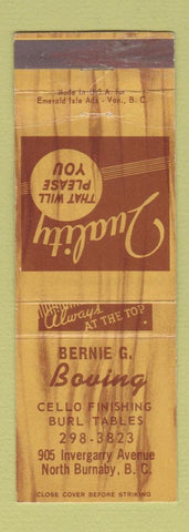 Matchbook Cover - Bernie G Boving Furniture North Burnaby BC