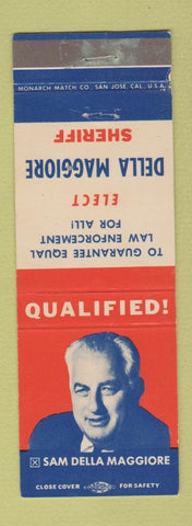 Matchbook Cover - Sam Della Maggiore Sheriff Election Santa Clara CA