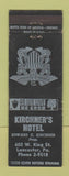 Matchbook Cover - Kirchner's Hotel Lancaster PA WEAR