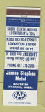 Matchbook Cover - James Stephen Motel Hyannis MA DD Bean