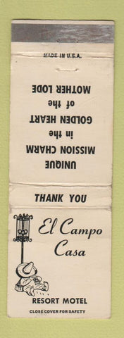 Matchbook Cover - El Campo Casa Motel Jackson CA WEAR