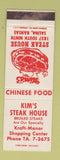 Matchbook Cover - Kim's Steak House Salina KS