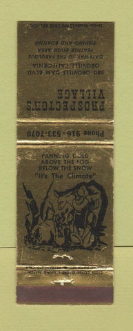 Matchbook Cover - Prospector's Village Oroville CA