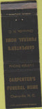 Matchbook Cover - Carpenter's Funeral Home Cherryville NC
