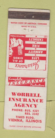 Matchbook Cover - Worrell Insurance Agency Vienna IL