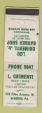 Matchbook Cover - Lou Chimenti Restaurant Barber Shop Warren PA WEAR