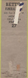 Matchbook Cover - Bettes Funeral Home Ardmore OK