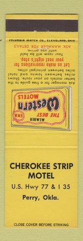 Matchbook Cover - Cherokee Strip Motel Perry OK Best Western