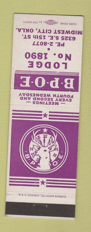 Matchbook Cover - Elks Lodge Midwest City OK