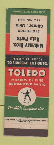 Matchbook Cover - Toledo Auto Parts Mahanay Bros Clinton OK
