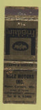 Matchbook Cover - Holz Motors Frigidaire Apopliances Hales Corners WI WEAR