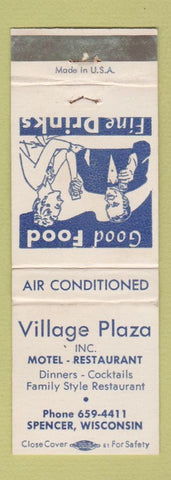 Matchbook Cover - Village Plaza Motel Restaurant Spencer WI