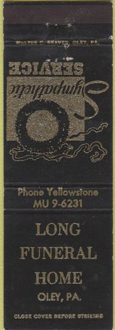 Matchbook Cover - Long Funeral Home Oley PA