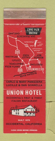 Matchbook Cover - Union Hotel Occidental CA WEAR