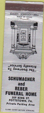 Matchbook Cover - Schumacher Reber Funeral Home Pottstown PA