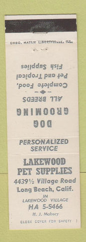 Matchbook Cover - Lakewood Pet Supply Dog Grooming Long Beach CA