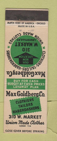 Matchbook Cover - Max Goldberg Men's Clothes