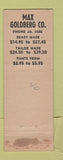 Matchbook Cover - Max Goldberg Men's Clothes