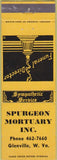 Matchbook Cover - Spurgeon Mortuary Glenville WV