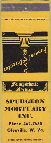 Matchbook Cover - Spurgeon Mortuary Glenville WV