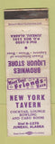 Matchbook Cover - New York Tavern Juneau AK Brownies Liquor WORN