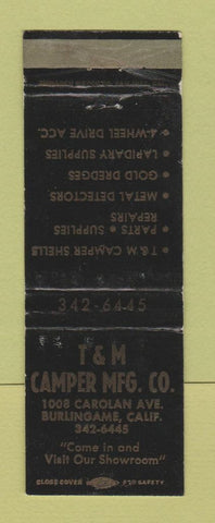 Matchbook Cover - T&M Camper Manufacturing Burlingame CA WEAR