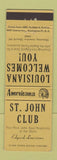 Matchbook Cover - St John Club Edgard LA Perkins Americana