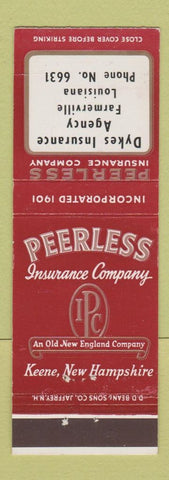 Matchbook Cover - Dykes Insurance Agency Farmerville LA Peerless