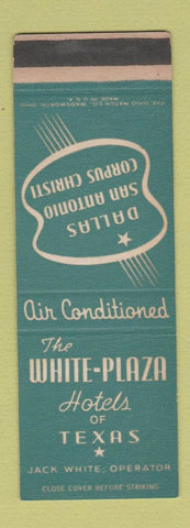 Matchbook Cover - White Plaza Hotels Dallas San Antonio Corpus Christi TX SAMPLE