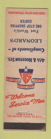 Matchbook Cover - Leonard's Fort Worth TX Servie Men's Center WWII