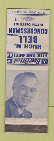 Matchbook Cover - Hugh Bell Congressman Election WORN
