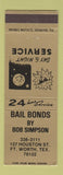 Matchbook Cover - Bob Simpson Bail Bonds Fort Worth TX