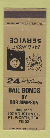 Matchbook Cover - Bob Simpson Bail Bonds Fort Worth TX