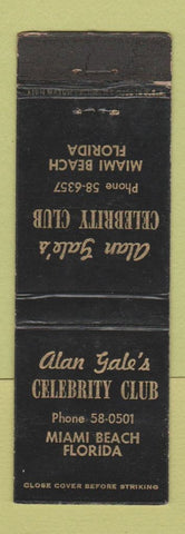 Matchbook Cover - Alan Gale's Celebrity Club Miami Beach FL WORN
