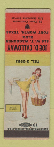 Matchbook Cover - Joe Calloway Fort Worth TX insurance pinup