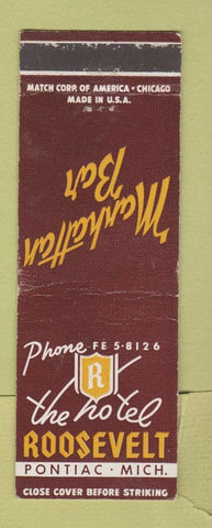 Matchbook Cover - Hotel Roosevelt Pontiac MI Manhattan Bar