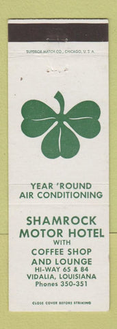 Matchbook Cover - Shamrock Motor Hotel Vidalia LA
