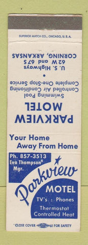 Matchbook Cover - Parkview Motel Corning AR
