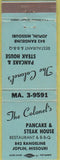 Matchbook Cover - The Colonel's Pancake Steam BBQ Joplin MO