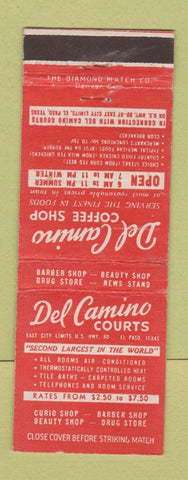 Matchbook Cover - Del Camino Courts El Paso TX