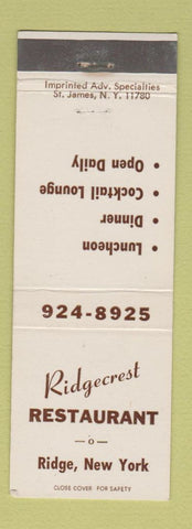 Matchbook Cover - Ridgecrest Restaurant Ridge NY