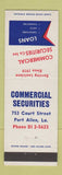 Matchbook Cover - Commercial Securities Port Allen LA