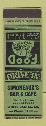 Matchbook Cover - Simoneux's Bar Cafe White Castle LA