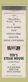 Matchbook Cover - Ted's Steak House Hays KS